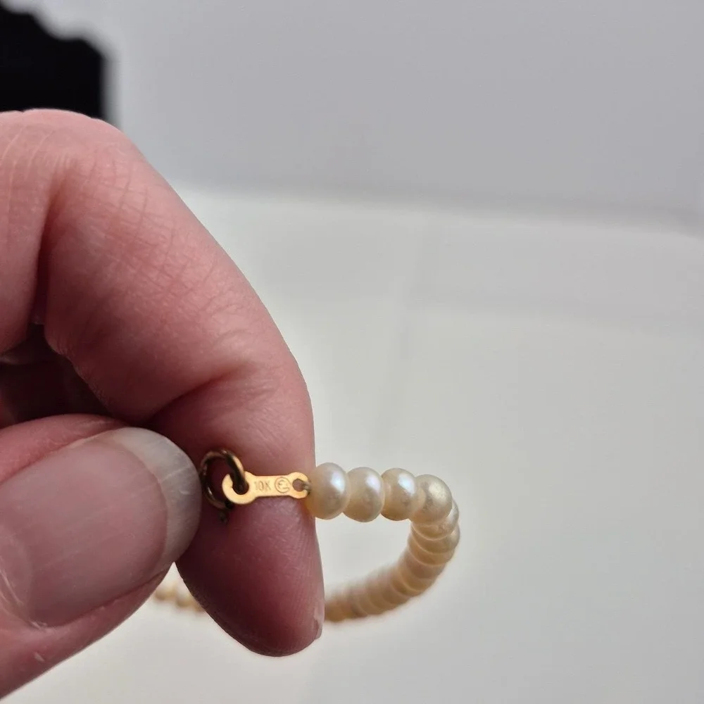 Vtg 10K Gold Pearl Bracelet 7.25